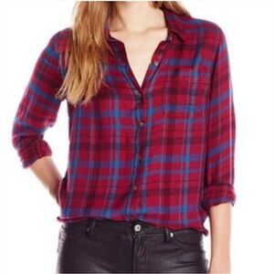 Lucky Brand Woman’s Red and Blue Plaid Shirt size Large